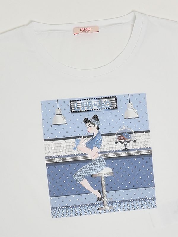 3. T-shirt bambina in cotone stretch Bianco Liu Jo ga6185js003