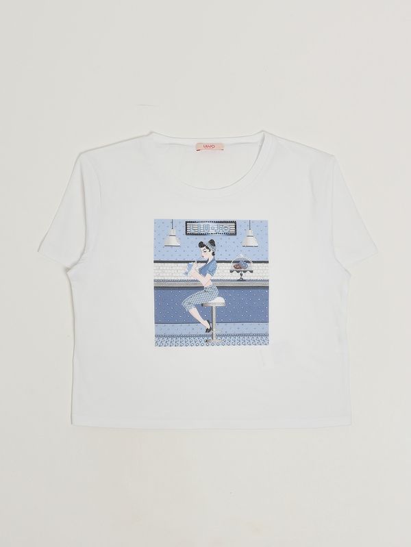 T-shirt bambina in cotone stretch Bianco Liu Jo