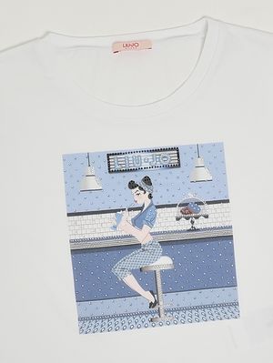 3. T-shirt bambina in cotone stretch Bianco