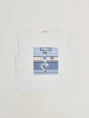 1. T-shirt bambina in cotone stretch Bianco