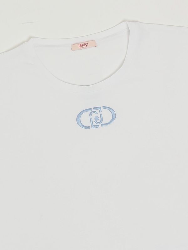 3. Camiseta de niña de algodón elástico Blanco-Azul Liu Jo ga6211js003