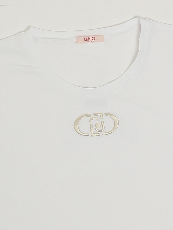 3. Camiseta de niña de algodón elástico Blanco natural Liu Jo ga6211js003