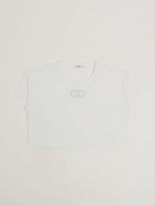 1. Camiseta de niña de algodón elástico Blanco natural Liu Jo ga6211js003