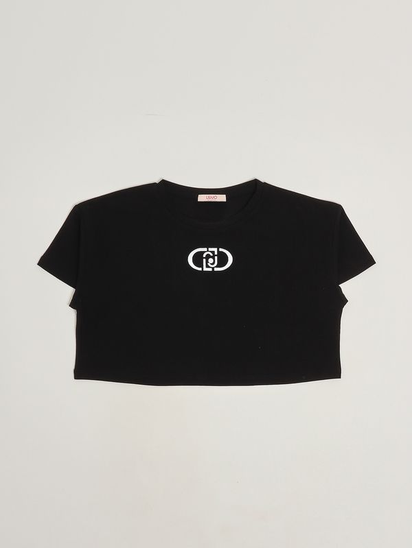 1. T-shirt bambina in cotone stretch Nero-Bianco Liu Jo ga6211js003