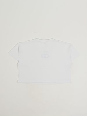 2. Camiseta de niña de algodón elástico Blanco-Azul