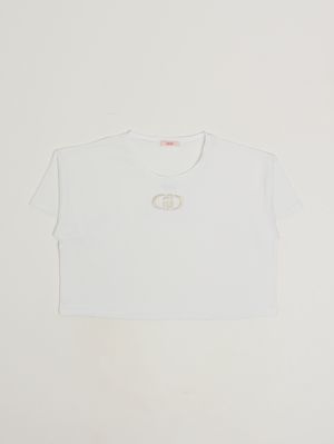 1. Camiseta de niña de algodón elástico Blanco natural