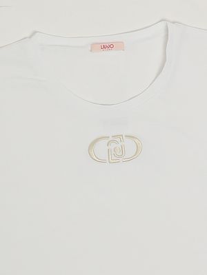 3. Camiseta de niña de algodón elástico Blanco natural