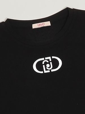3. T-shirt bambina in cotone stretch Nero-Bianco