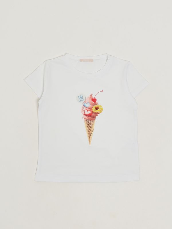 T-shirt bambina in cotone stretch Bianco Liu Jo