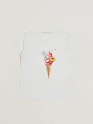 1. T-shirt bambina in cotone stretch Bianco