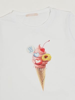 3. T-shirt bambina in cotone stretch Bianco