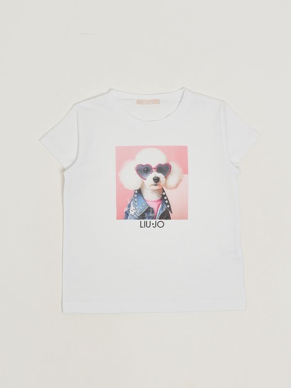 T-shirt bambina in cotone stretch Bianco Liu Jo