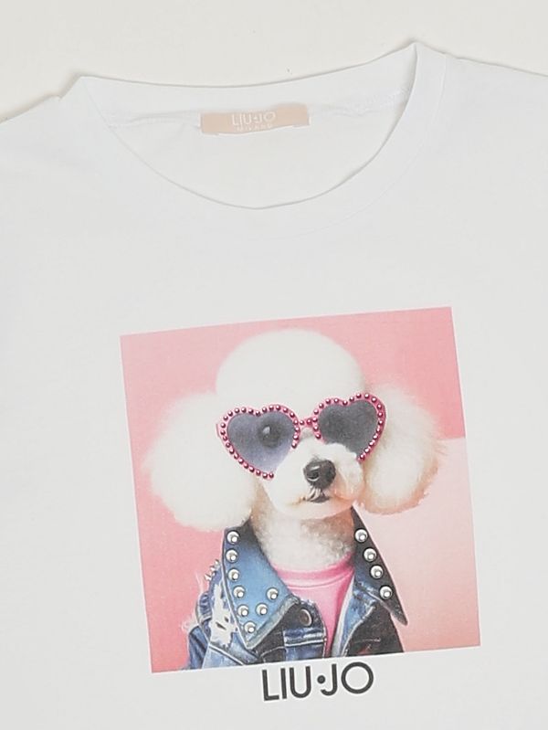 3. T-shirt bambina in cotone stretch Bianco Liu Jo ka6083js003