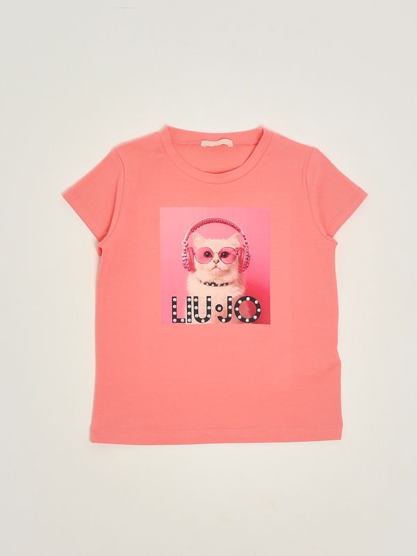 1. T-shirt fille en coton stretch Corail Liu Jo ka6083js003