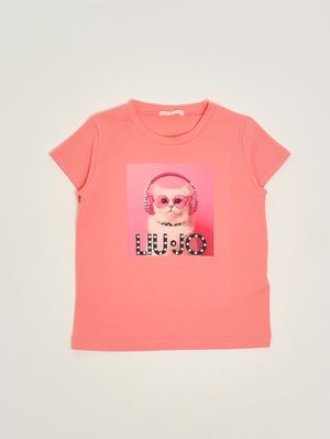 1. T-shirt fille en coton stretch Corail