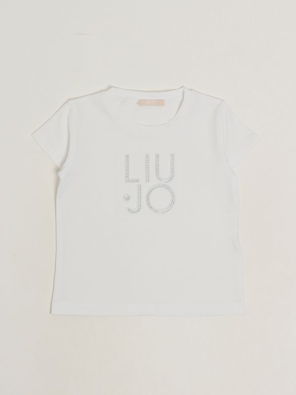 T-shirt fille en coton stretch Blanc Liu Jo