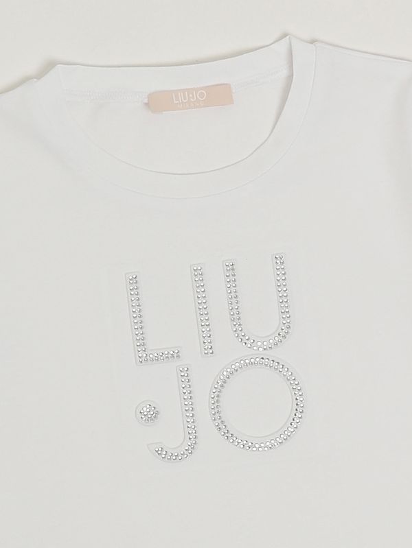 3. Camiseta de niña de algodón elástico. Blanco Liu Jo ka6084js003