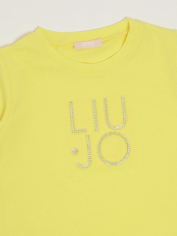3. T-shirt bambina in cotone stretch Giallo Liu Jo ka6084js003