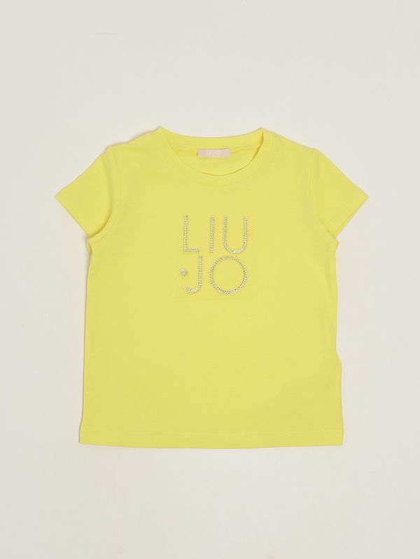 T-shirt fille en coton stretch Jaune Liu Jo