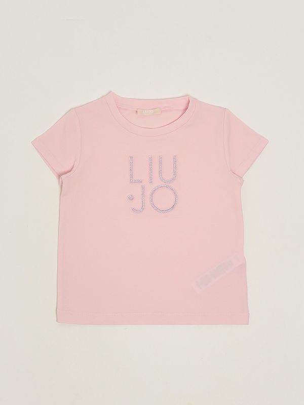 T-shirt fille en coton stretch Rose Liu Jo
