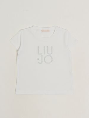 1. Mädchen-T-Shirt aus Stretch-Baumwolle Weiß