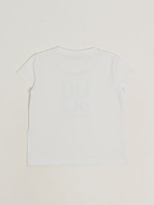 2. Mädchen-T-Shirt aus Stretch-Baumwolle Weiß