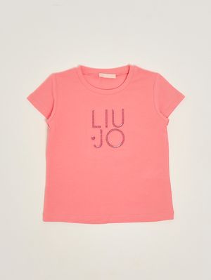 1. T-shirt fille en coton stretch Corail