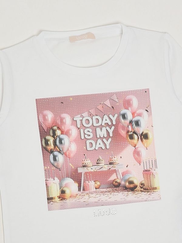 3. T-shirt bambina in cotone stretch Bianco Liu Jo ka6128js003