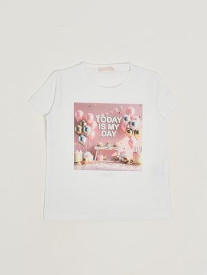 1. T-shirt bambina in cotone stretch Bianco
