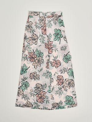 1. Mädchenhose aus Crêpe Elfenbein-Blumenmuster