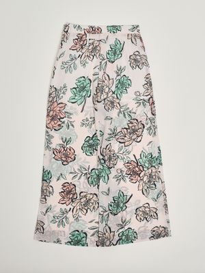 2. Mädchenhose aus Crêpe Elfenbein-Blumenmuster