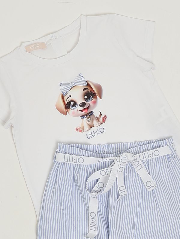 2. Completo neonata in cotone Bianco-Blu Liu Jo ha6064t340a