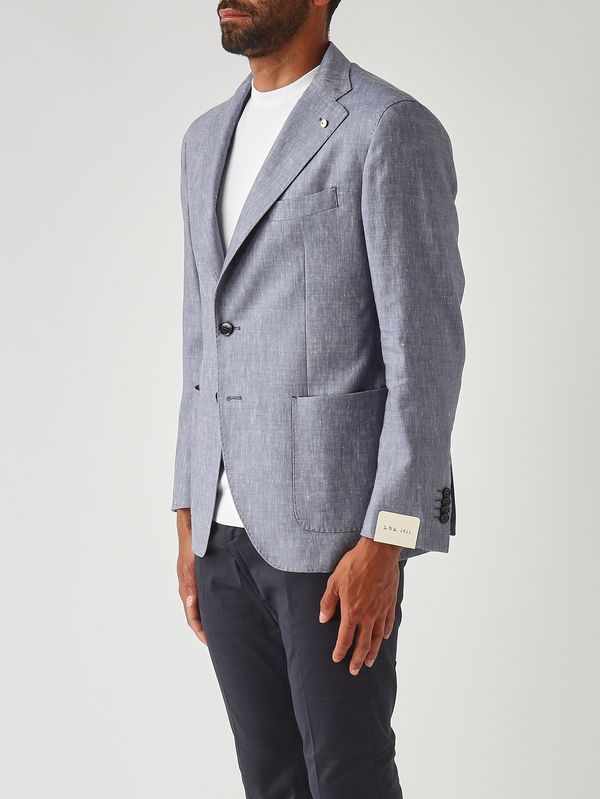 3. Men's linen and virgin wool blazer Light Air Force Blue L.B.M. 1911 267964190