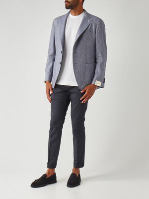 2. Men's linen and virgin wool blazer Light Air Force Blue