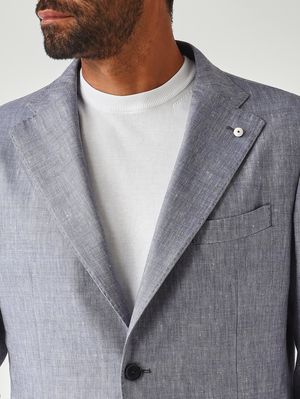 5. Men's linen and virgin wool blazer Light Air Force Blue
