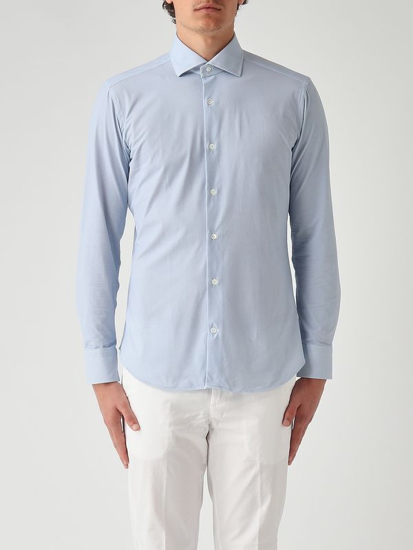 Men's no-iron stretch technical fabric shirt Sky blue Guglielminotti