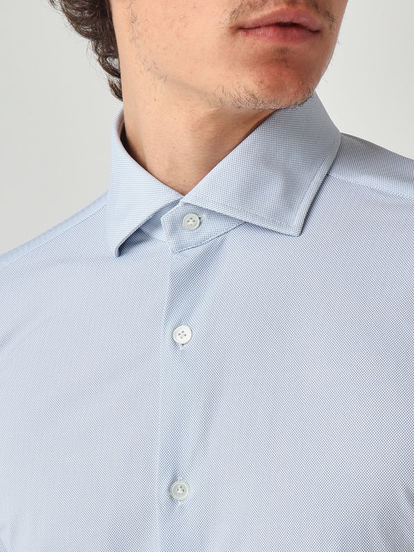 4. Herrenhemd aus technischem, dehnbarem und knitterarmem Gewebe. Himmelblau Guglielminotti 1qhtgje