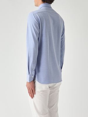 3. Herrenhemd aus Stretch-Baumwolljersey Celeste Melange