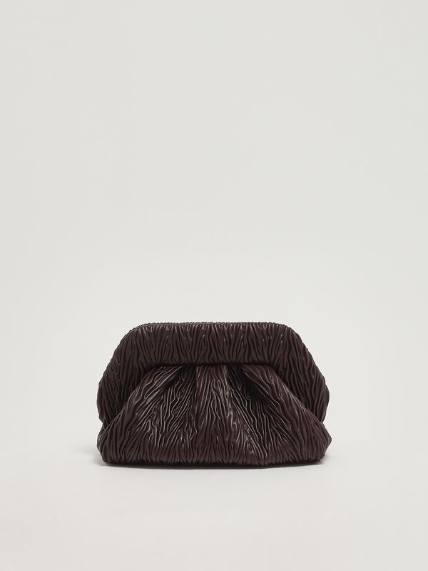 Pochette femme Bios en cuir vegan Apple froncé Prune au chocolat THEMOIRè