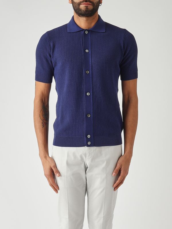 Camicia uomo in crêpe di cotone Cobalto Filippo de Laurentiis