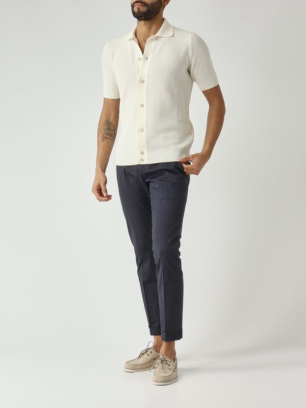 2. Men's cotton crêpe shirt Milk Filippo de Laurentiis ca3mccr14l