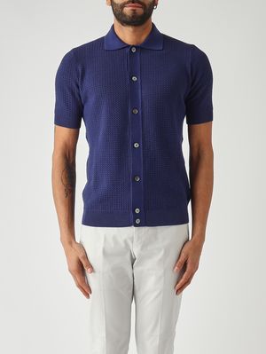 1. Camicia uomo in crêpe di cotone Cobalto