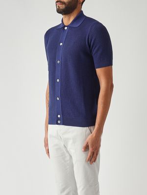 3. Camicia uomo in crêpe di cotone Cobalto