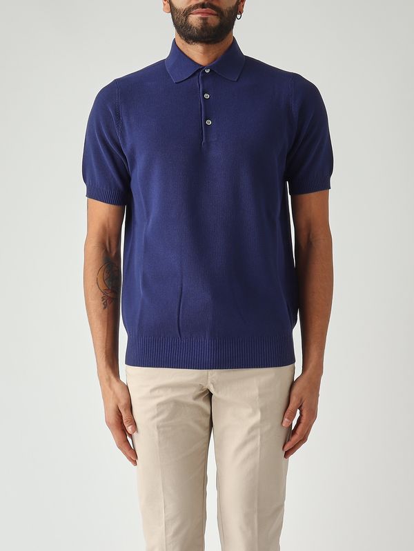 Filippo de Laurentiis Men's crêpe cotton polo shirt - Avio