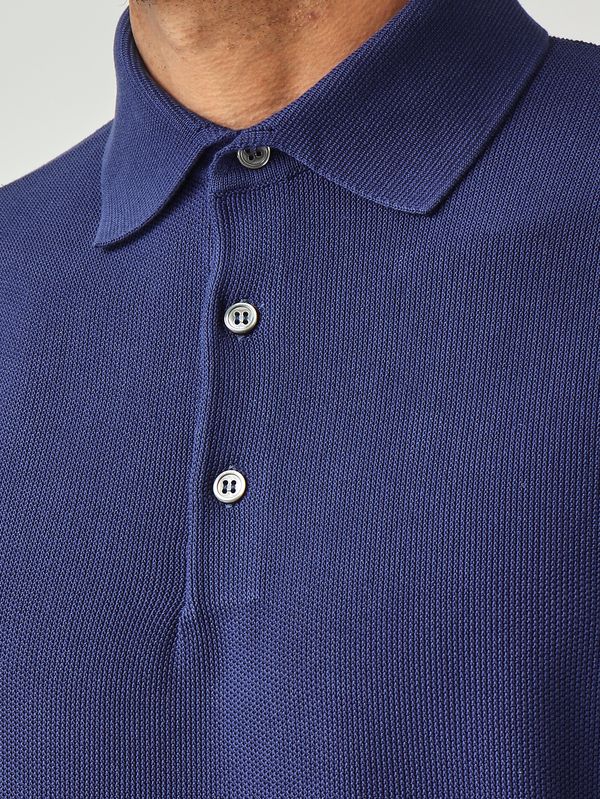5. Polo de hombre en crepé de algodón Cobalto Filippo de Laurentiis pl1mccr12s