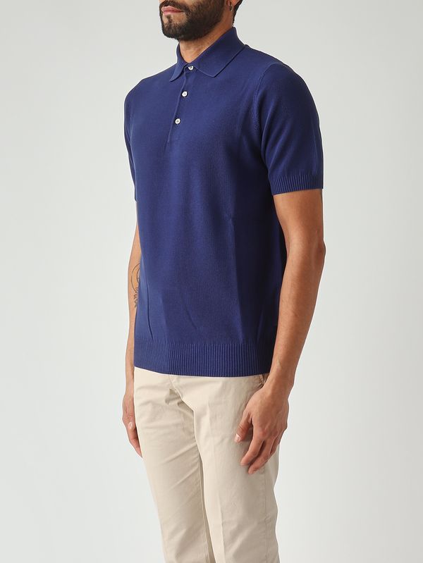 3. Polo de hombre en crepé de algodón Cobalto Filippo de Laurentiis pl1mccr12s