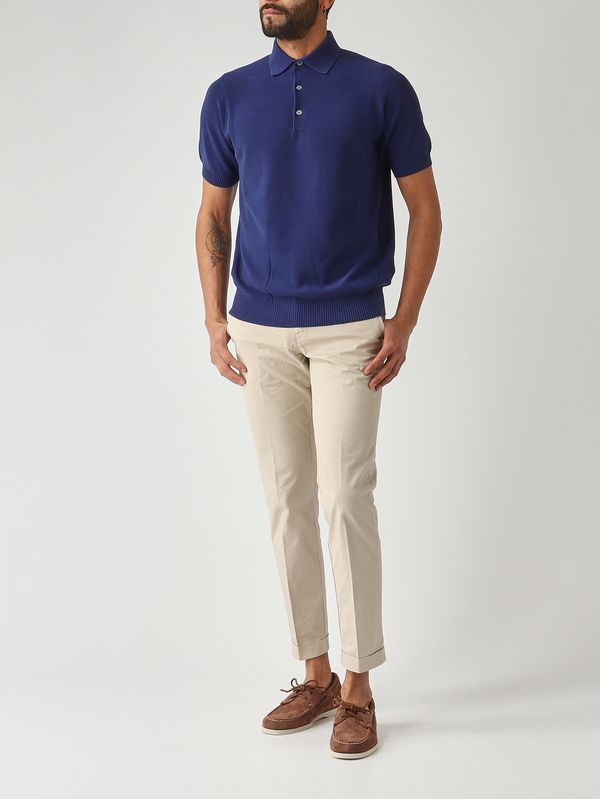 2. Polo de hombre en crepé de algodón Cobalto Filippo de Laurentiis pl1mccr12s