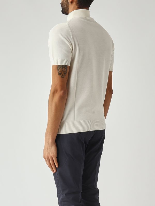 4. Polo de hombre en crepé de algodón Leche Filippo de Laurentiis pl1mccr12s