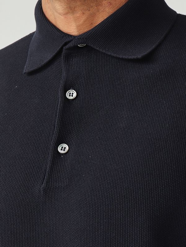 5. Herren-Poloshirt aus Baumwollcrêpe Marine Filippo de Laurentiis pl1mccr12s