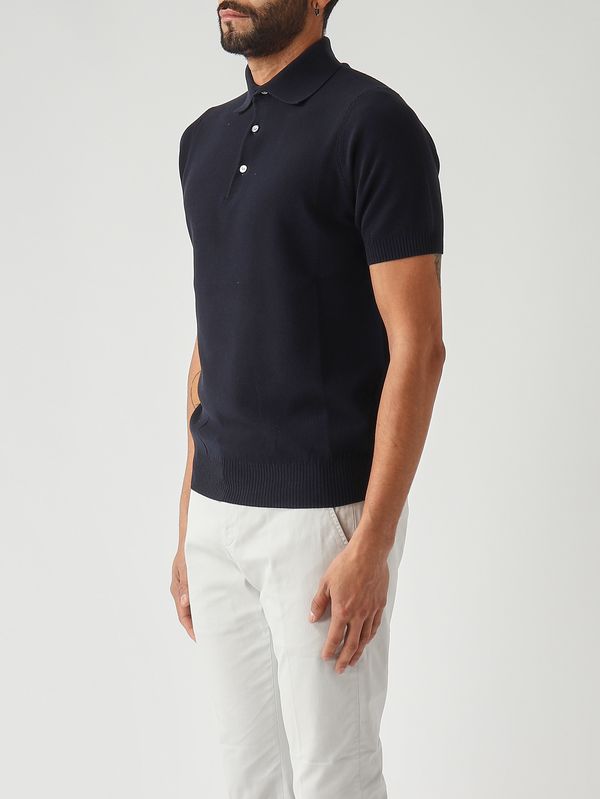 3. Herren-Poloshirt aus Baumwollcrêpe Marine Filippo de Laurentiis pl1mccr12s
